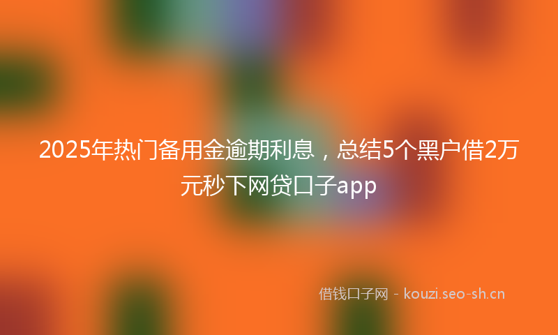 2025年热门备用金逾期利息，总结5个黑户借2万元秒下网贷口子app