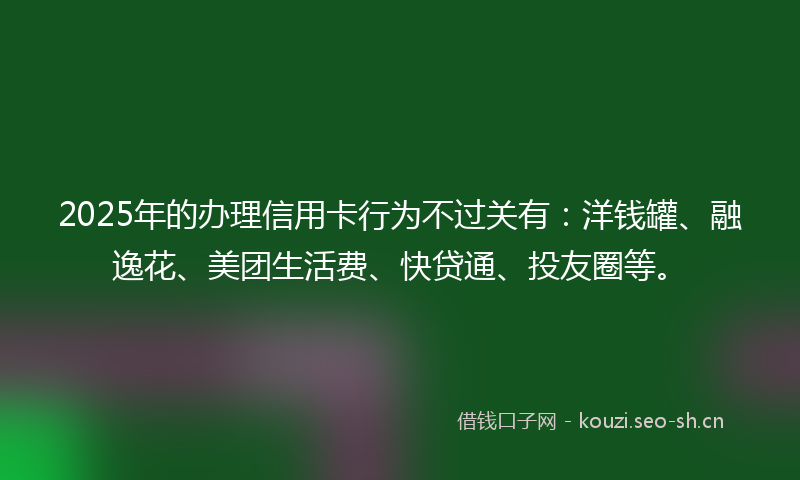 2025年的办理信用卡行为不过关有：洋钱罐、融逸花、美团生活费、快贷通、投友圈等。