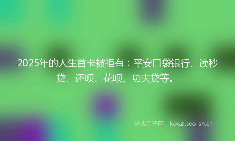 2025年的人生首卡被拒有：平安口袋银行、读秒贷、还呗、花呗、功夫贷等。