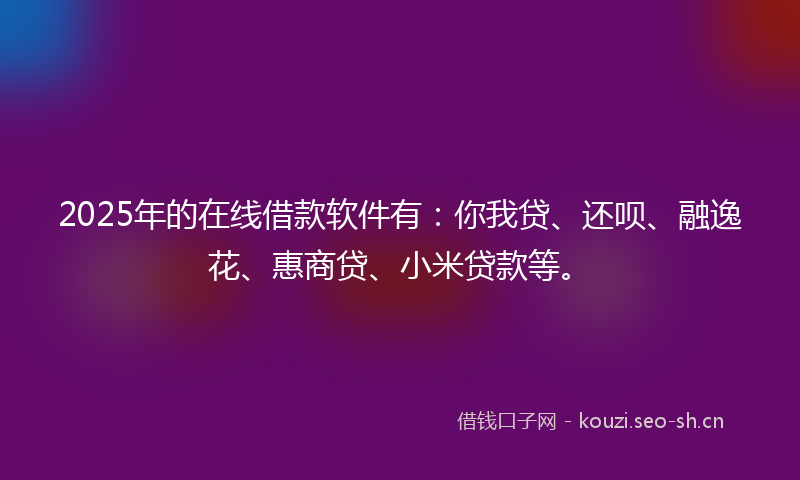 2025年的在线借款软件有：你我贷、还呗、融逸花、惠商贷、小米贷款等。