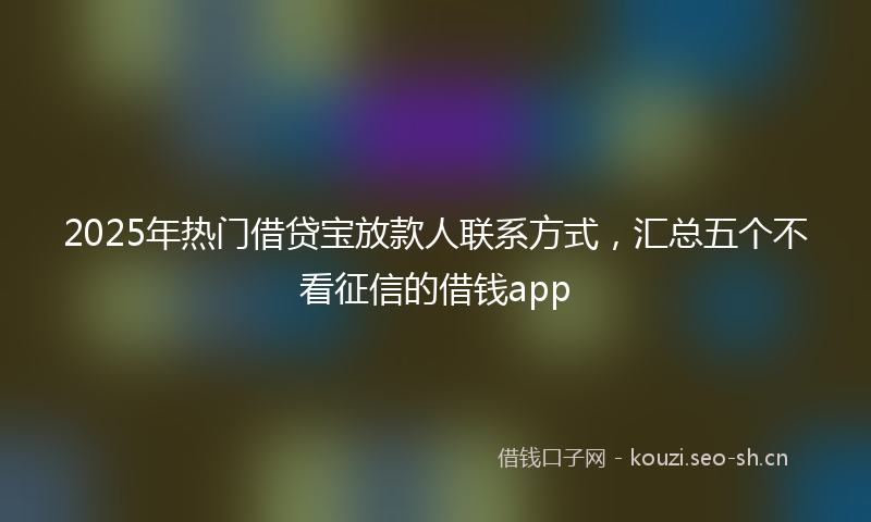 2025年热门借贷宝放款人联系方式，汇总五个不看征信的借钱app