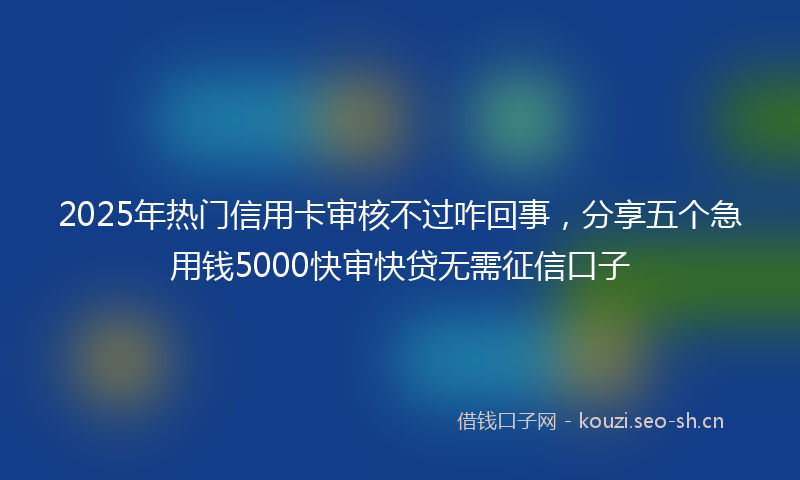 2025年热门信用卡审核不过咋回事，分享五个急用钱5000快审快贷无需征信口子