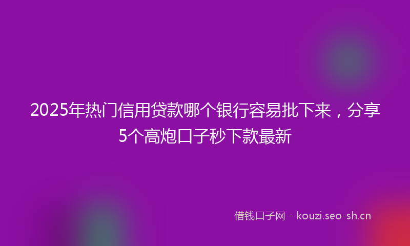 2025年热门信用贷款哪个银行容易批下来，分享5个高炮口子秒下款最新