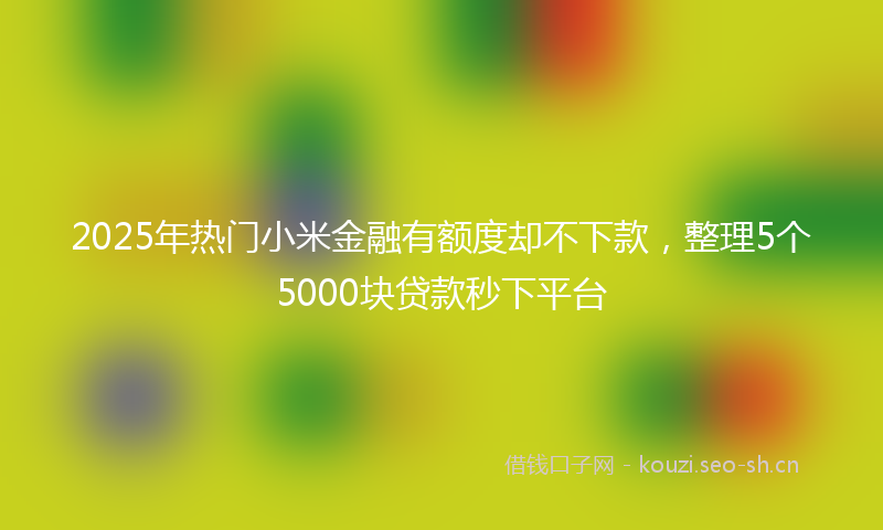 2025年热门小米金融有额度却不下款，整理5个5000块贷款秒下平台