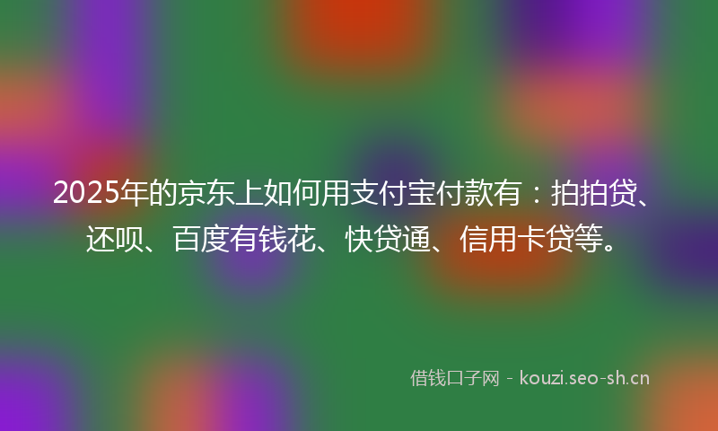 2025年的京东上如何用支付宝付款有：拍拍贷、还呗、百度有钱花、快贷通、信用卡贷等。