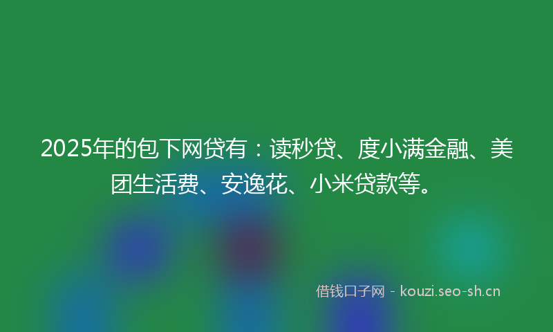 2025年的包下网贷有：读秒贷、度小满金融、美团生活费、安逸花、小米贷款等。