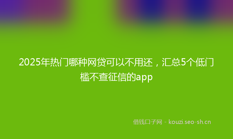 2025年热门哪种网贷可以不用还，汇总5个低门槛不查征信的app