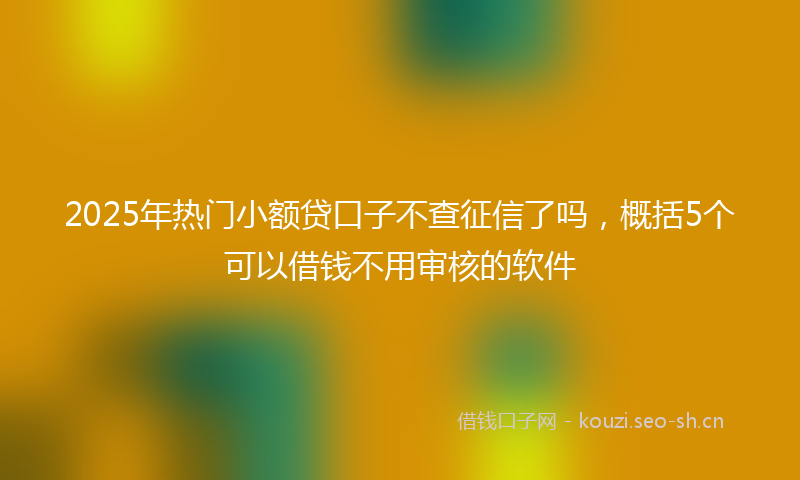 2025年热门小额贷口子不查征信了吗，概括5个可以借钱不用审核的软件