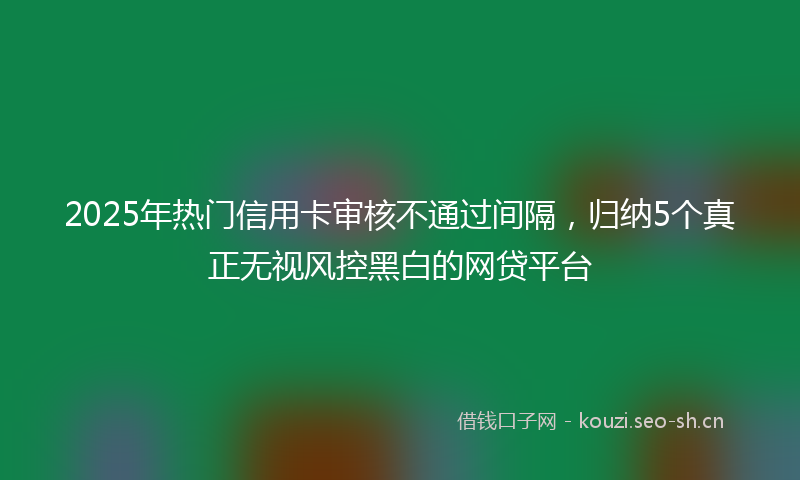 2025年热门信用卡审核不通过间隔，归纳5个真正无视风控黑白的网贷平台