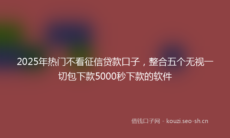 2025年热门不看征信贷款口子，整合五个无视一切包下款5000秒下款的软件