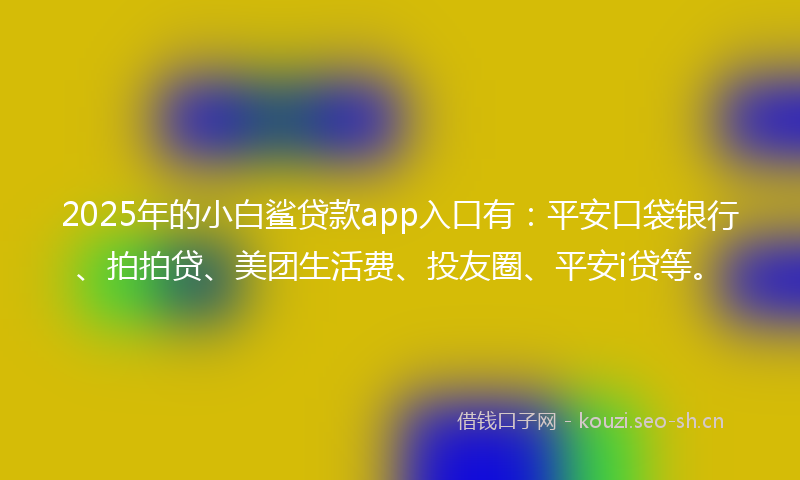 2025年的小白鲨贷款app入口有：平安口袋银行、拍拍贷、美团生活费、投友圈、平安i贷等。
