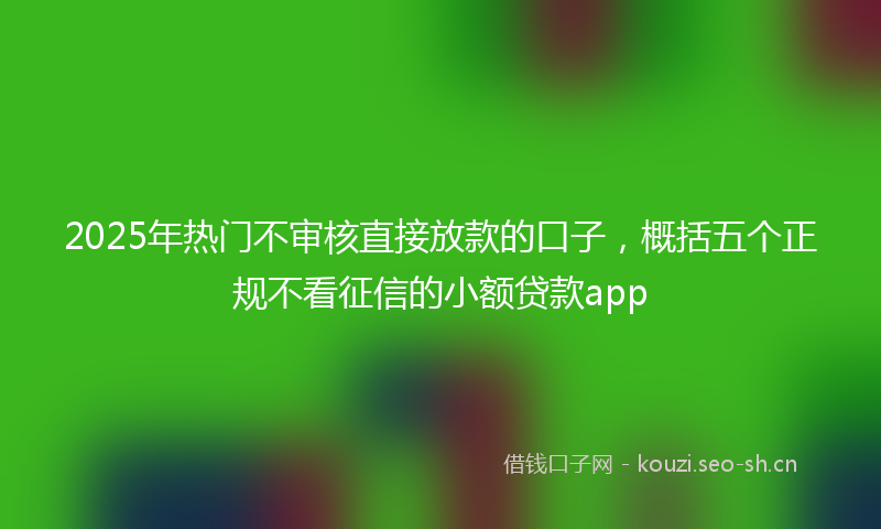 2025年热门不审核直接放款的口子，概括五个正规不看征信的小额贷款app