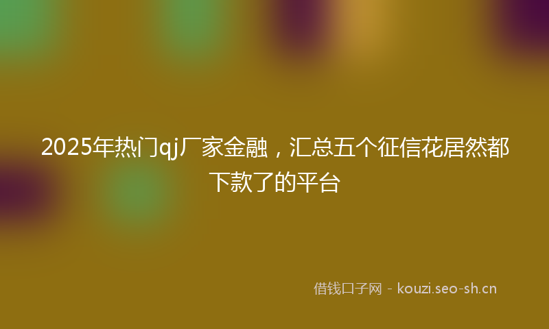 2025年热门qj厂家金融，汇总五个征信花居然都下款了的平台