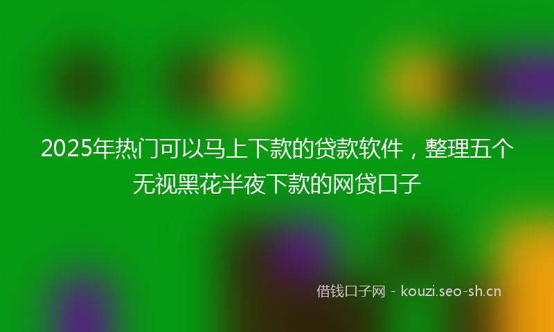 2025年热门可以马上下款的贷款软件，整理五个无视黑花半夜下款的网贷口子