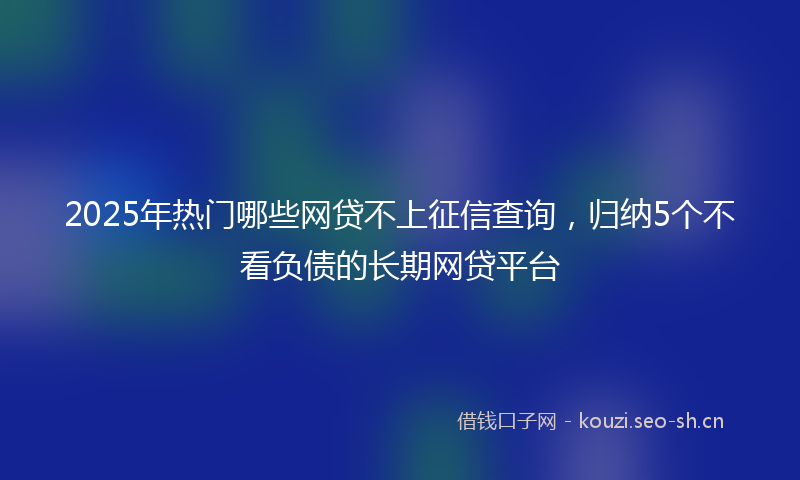 2025年热门哪些网贷不上征信查询，归纳5个不看负债的长期网贷平台