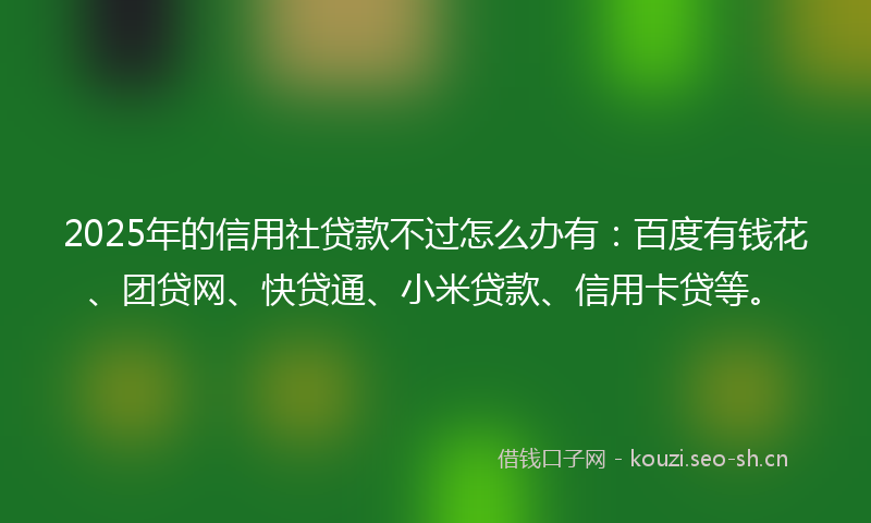 2025年的信用社贷款不过怎么办有：百度有钱花、团贷网、快贷通、小米贷款、信用卡贷等。