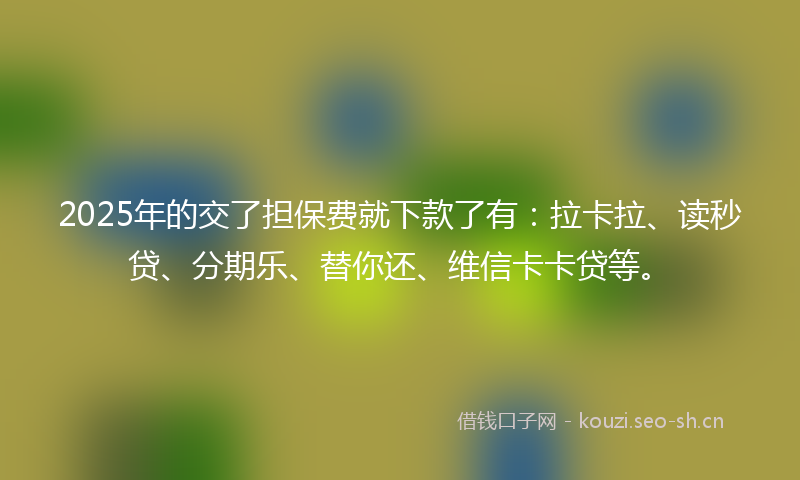 2025年的交了担保费就下款了有：拉卡拉、读秒贷、分期乐、替你还、维信卡卡贷等。
