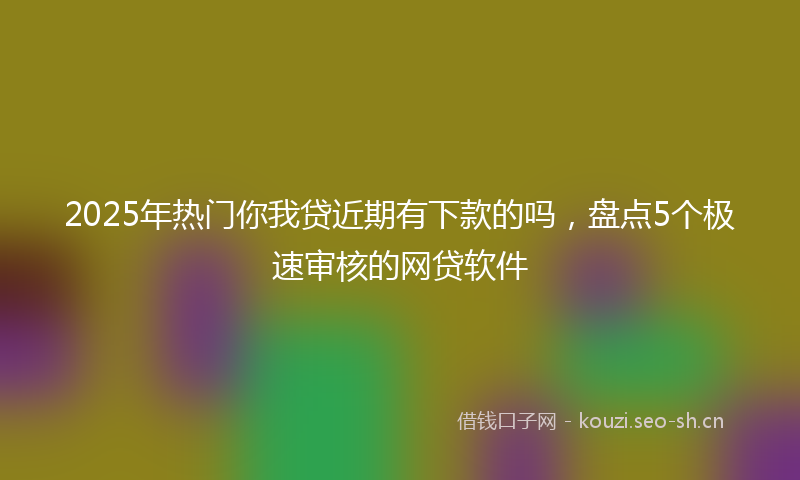 2025年热门你我贷近期有下款的吗，盘点5个极速审核的网贷软件