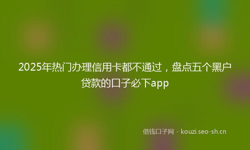 2025年热门办理信用卡都不通过，盘点五个黑户贷款的口子必下app