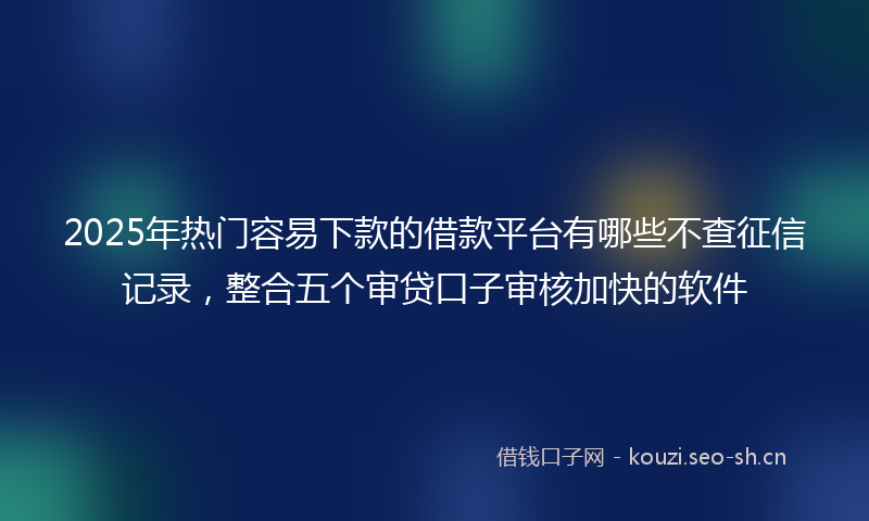2025年热门容易下款的借款平台有哪些不查征信记录，整合五个审贷口子审核加快的软件