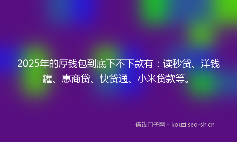 2025年的厚钱包到底下不下款有：读秒贷、洋钱罐、惠商贷、快贷通、小米贷款等。