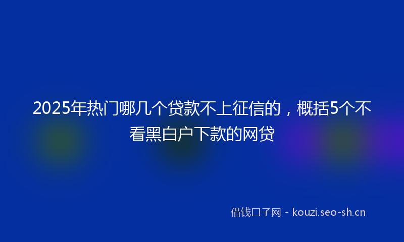 2025年热门哪几个贷款不上征信的，概括5个不看黑白户下款的网贷