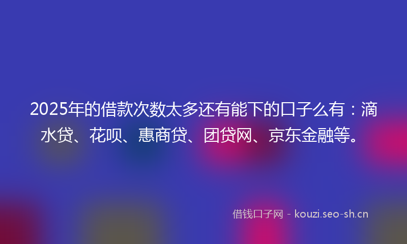 2025年的借款次数太多还有能下的口子么有：滴水贷、花呗、惠商贷、团贷网、京东金融等。