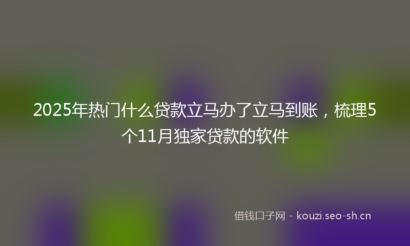 2025年热门什么贷款立马办了立马到账，梳理5个11月独家贷款的软件