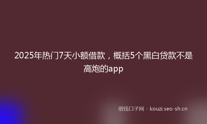 2025年热门7天小额借款，概括5个黑白贷款不是高炮的app