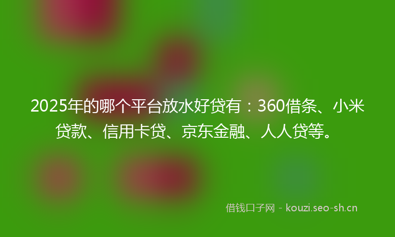 2025年的哪个平台放水好贷有：360借条、小米贷款、信用卡贷、京东金融、人人贷等。