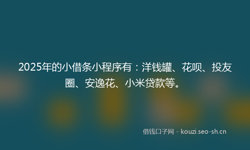 2025年的小借条小程序有：洋钱罐、花呗、投友圈、安逸花、小米贷款等。