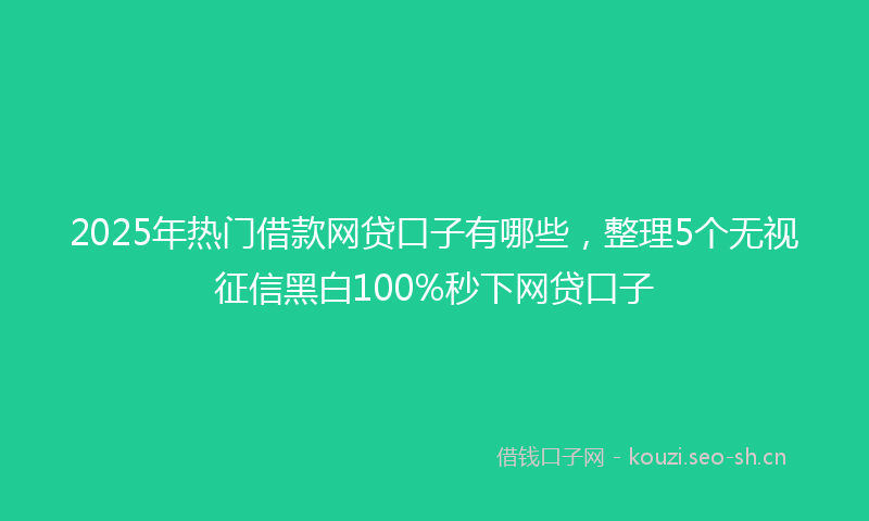 2025年热门借款网贷口子有哪些，整理5个无视征信黑白100%秒下网贷口子