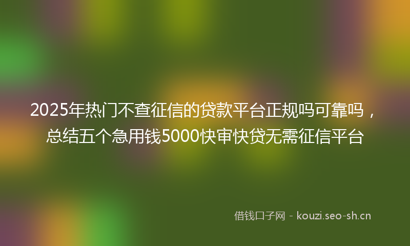 2025年热门不查征信的贷款平台正规吗可靠吗，总结五个急用钱5000快审快贷无需征信平台