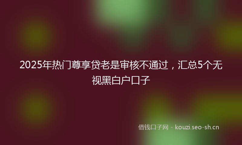 2025年热门尊享贷老是审核不通过，汇总5个无视黑白户口子