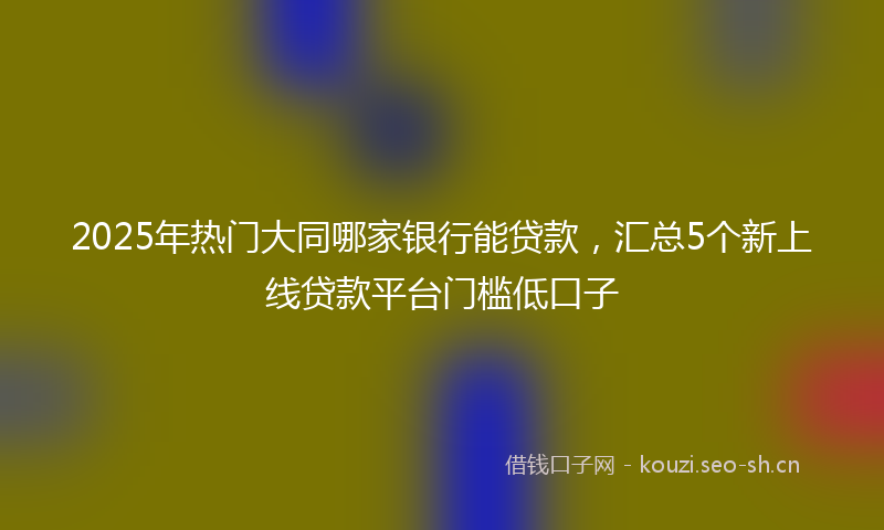 2025年热门大同哪家银行能贷款，汇总5个新上线贷款平台门槛低口子