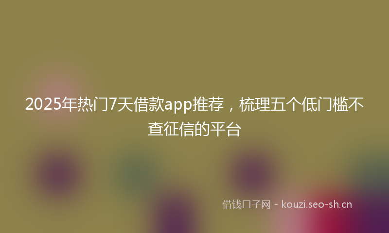 2025年热门7天借款app推荐，梳理五个低门槛不查征信的平台
