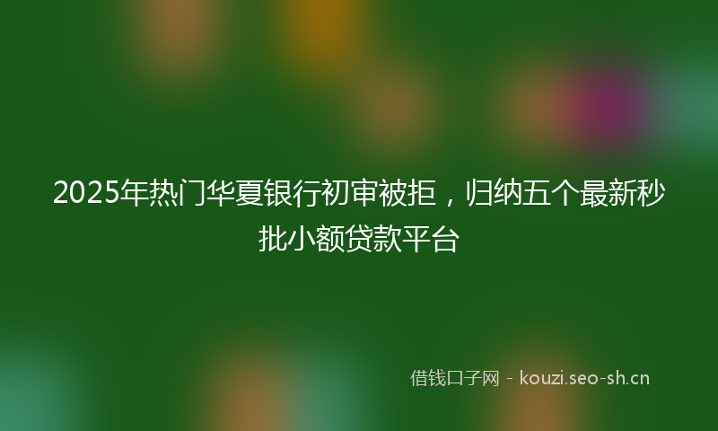 2025年热门华夏银行初审被拒，归纳五个最新秒批小额贷款平台