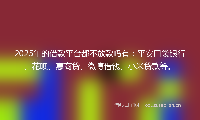 2025年的借款平台都不放款吗有：平安口袋银行、花呗、惠商贷、微博借钱、小米贷款等。