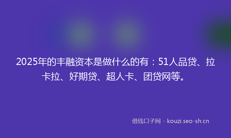 2025年的丰融资本是做什么的有：51人品贷、拉卡拉、好期贷、超人卡、团贷网等。
