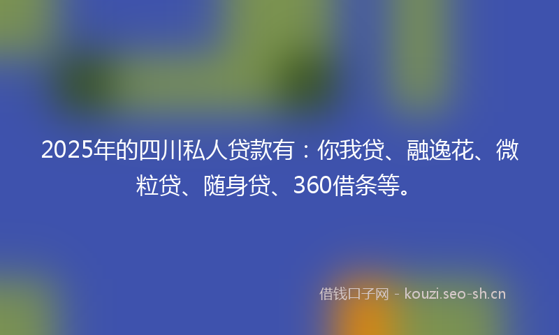 2025年的四川私人贷款有：你我贷、融逸花、微粒贷、随身贷、360借条等。