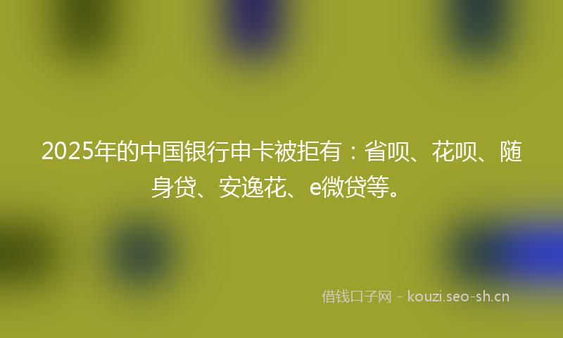 2025年的中国银行申卡被拒有：省呗、花呗、随身贷、安逸花、e微贷等。