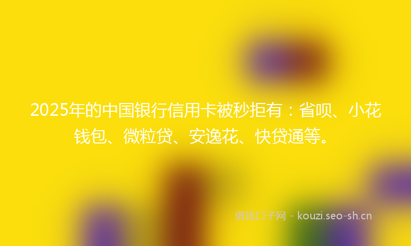 2025年的中国银行信用卡被秒拒有：省呗、小花钱包、微粒贷、安逸花、快贷通等。