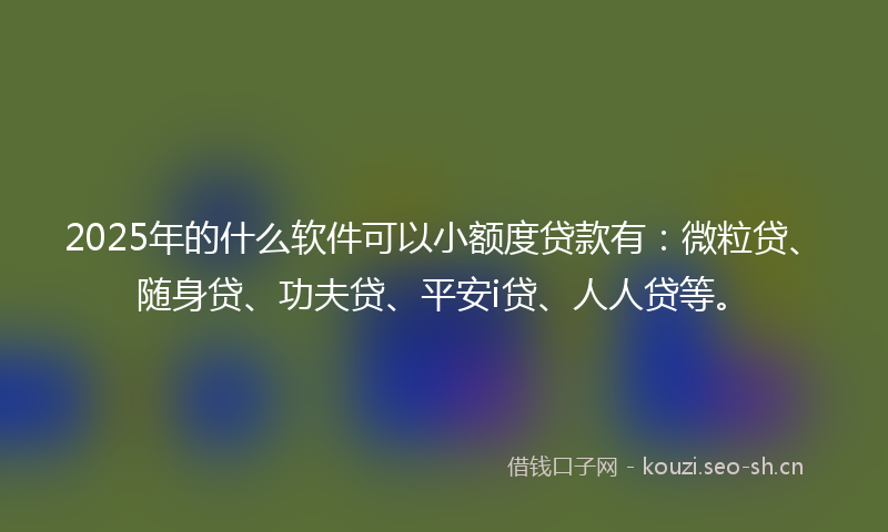 2025年的什么软件可以小额度贷款有：微粒贷、随身贷、功夫贷、平安i贷、人人贷等。