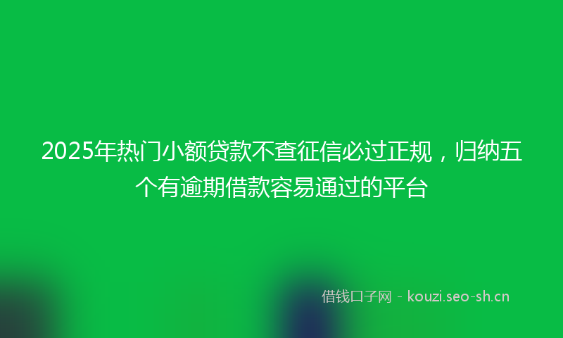 2025年热门小额贷款不查征信必过正规，归纳五个有逾期借款容易通过的平台
