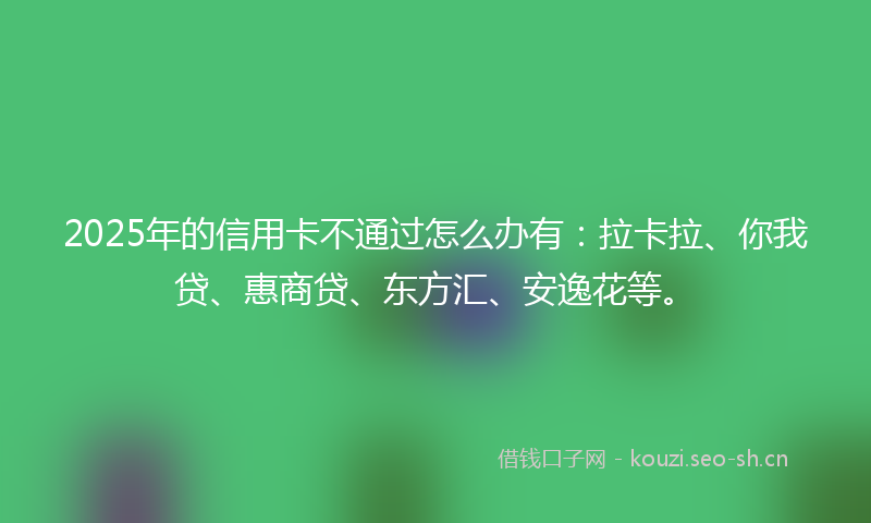 2025年的信用卡不通过怎么办有：拉卡拉、你我贷、惠商贷、东方汇、安逸花等。