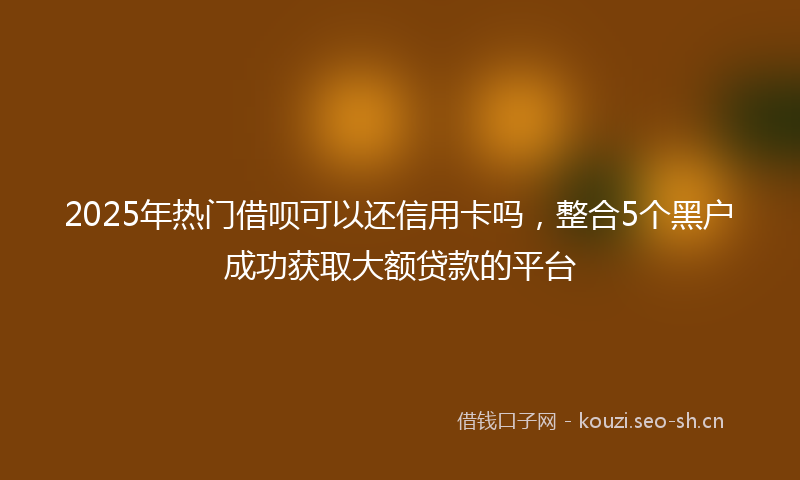 2025年热门借呗可以还信用卡吗，整合5个黑户成功获取大额贷款的平台