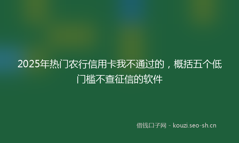2025年热门农行信用卡我不通过的，概括五个低门槛不查征信的软件