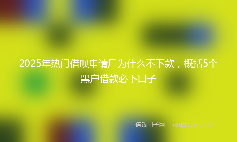 2025年热门借呗申请后为什么不下款，概括5个黑户借款必下口子