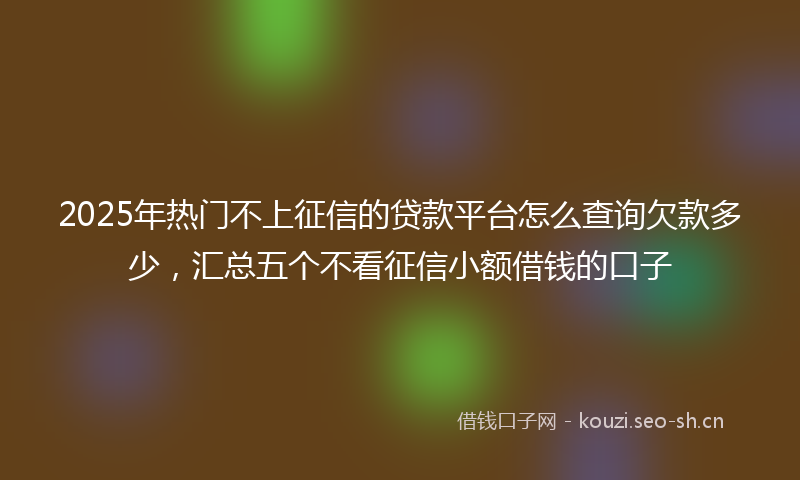 2025年热门不上征信的贷款平台怎么查询欠款多少，汇总五个不看征信小额借钱的口子