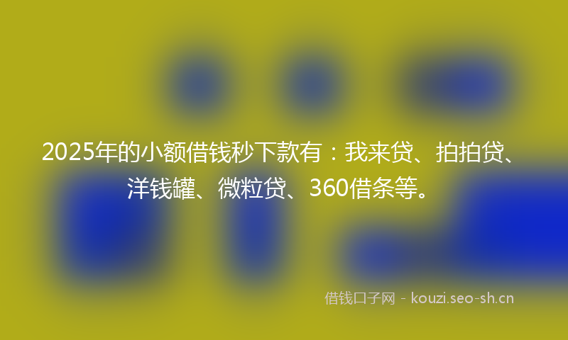2025年的小额借钱秒下款有：我来贷、拍拍贷、洋钱罐、微粒贷、360借条等。